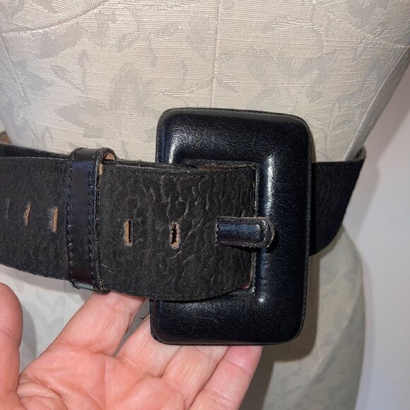 Jenny & The Boys Statement Belt Size Medium Black Leather Buckle Adjustable main image 9
